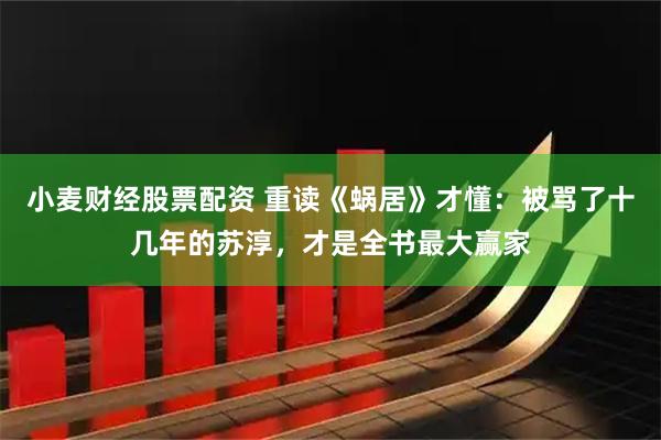 小麦财经股票配资 重读《蜗居》才懂：被骂了十几年的苏淳，才是全书最大赢家